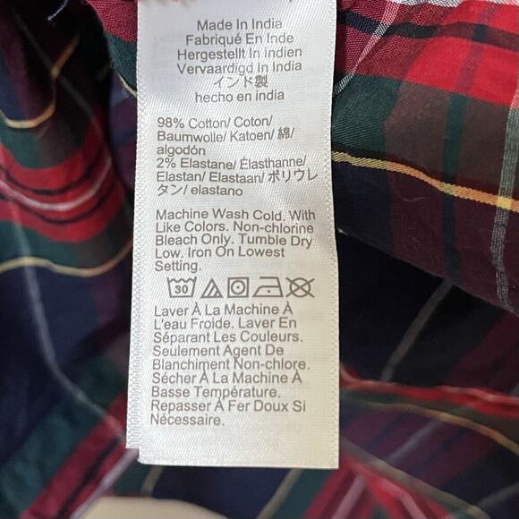 J Crew Women's Cotton Plaid Tartan Button Shirt Size L Red Christmas Holiday - Picture 6 of 6